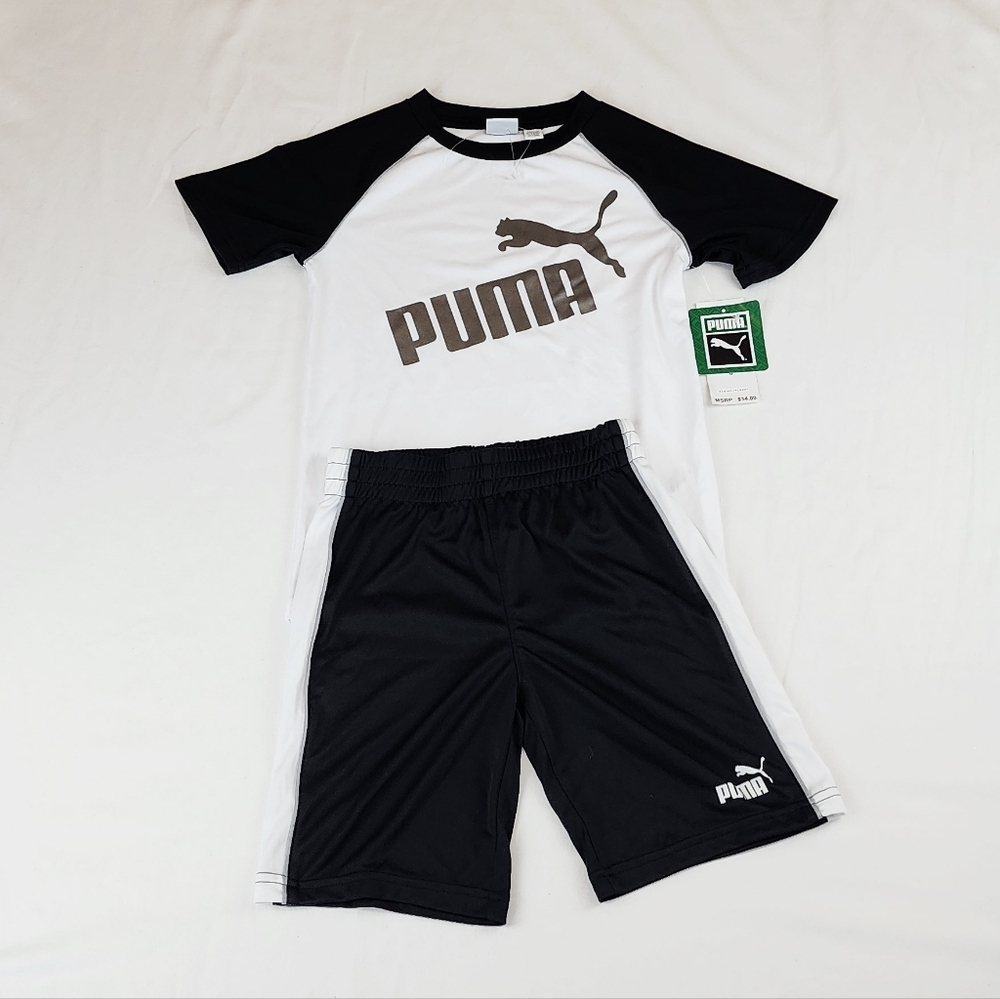 Puma Black and White T-Shirt and Shorts Set